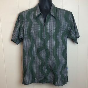 Patagonia Sz Small S Zip Front Short sleeve Shirt Active Hiking Outdoor Green